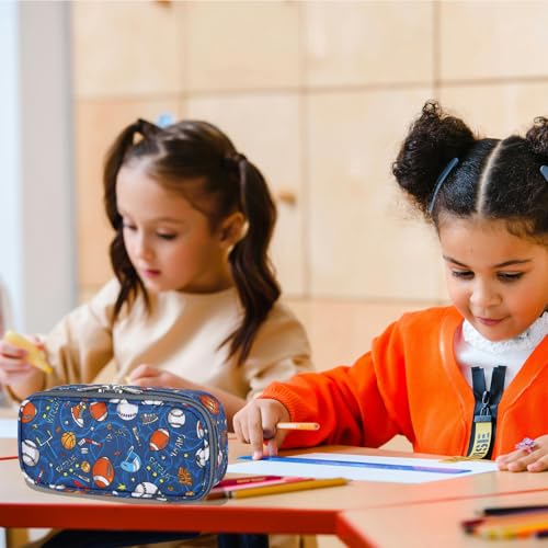 Image of FlowFly Large Capacity Pencil Case for Kids, Boys & Girls - Zippered Multi-Functional Pen Pouch, Soft & Portable Pencil Bag for School, Teens, Students, Football
