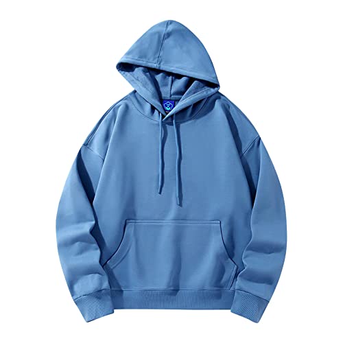 Ymosrh Men's Pullover Hoodies, Long Sleeve Solid Color Lace Up Casual Workout Jersey Hooded Sweatshirts, L-3XL