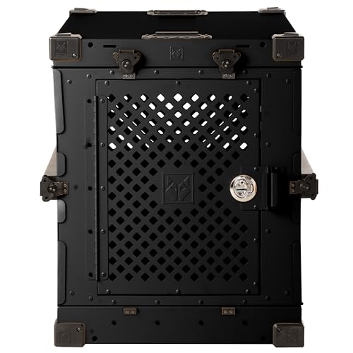 Impact Collapsible Dog Crate - Foldable Hard Crate for Intermediate Dogs - Heavy Duty Travel Kennel with Powder-Coated Aluminum - Quick Setup for Indoor & Outdoor (Black 34 (34.5 L x 23 W x 29 H)