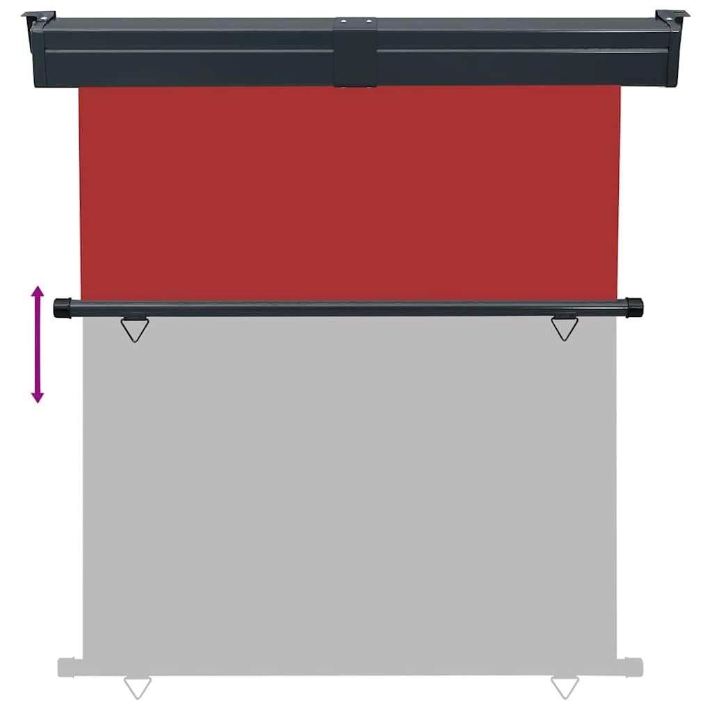 Pionowa wysuwana markiza balkonowa 165 x 250 cm czerwona - Markiza boczna z poliestru odpornego na promieniowanie UV, kaseta stalowa, regulowana i samoblokująca, do montażu na ścianie lub suficie,