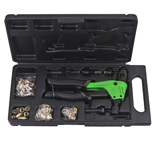 AUTOUTLET 8\" Rivet Gun Kit, Hand Riveter Set with M3 M4 M5,M6,Rivet Nut Gun Riveting Tools with 100 pcs Nut Setting System