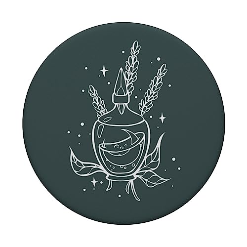 Witchcore Witch Potion Bottle inside Moon PopSockets Adhesive PopGrip, Black - Image 3