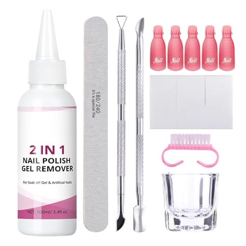 Removedor de Esmalte en Gel para Uñas | 100ml Líquido De Extracción Rápida Con Accesorios Incluidos | Producto Para Remoción De Esmalte De Uñas | Para Niñas Principiantes Artistas Manicura en Hogar Sa