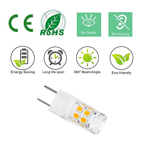 Image of G8 LED Bulb 3W WB25X10019 Microwave Light Bulbs 20W Halogen Bulb Replacement for GE Microwave Oven T4 Bi-Pin Base 120V Natural White 4000K, 2-Pack