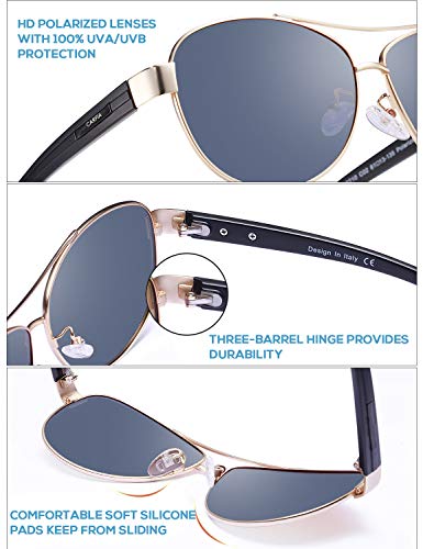 CARFIA Polarized Sunglasses for Women UV Protection Ultra-Lightweight Comfort Metal Frame Driving Glasses CA3210