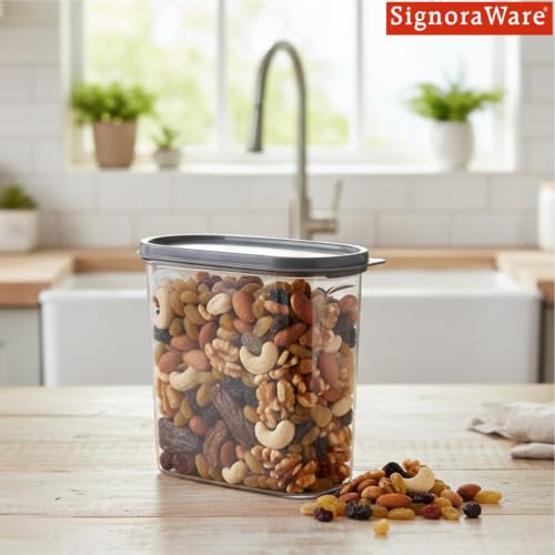 Image of Signoraware Modular Oval Transparent No.3 Plastic Container (1.7 Ltr, Grey
