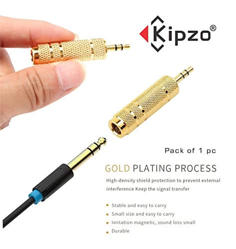 Image of 3.5mm stereo male to 6.35mm female audio adapter converter gold plug headphone jack music device connector sound interface aux port pack one
