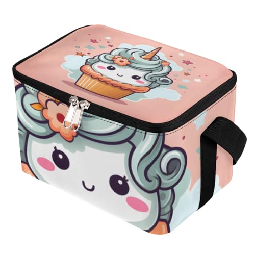 GzLeyigou Lunch Bags for Women Men 9 Cans,Cup Cake Unicorn Hot & Cold Food Delivery Bag Insulated Grocery Bag Insulated Lunch Box Unicorn Cooler Bag for Office Work Picnic Beach