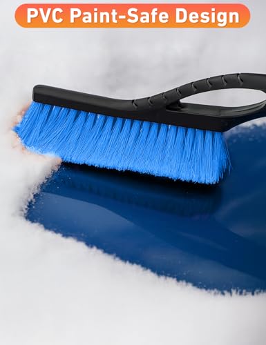 Image of EcoNour 27 inch Aluminum Snow Brush with Ice Scrapers for Car Windshield | For Car window | Car Snow Scraper and Brush with Ergonomic Foam Grip Winter Accessories (Blue)