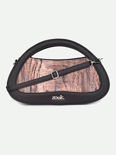 Image of ZOUK Nadia Sling Bag for Women - Stylish Crossbody with Cutout Top Handle | Handcrafted Shoulder Bag with Multiple Pockets & Water-Resistant Lining | Formal & Casual Use |