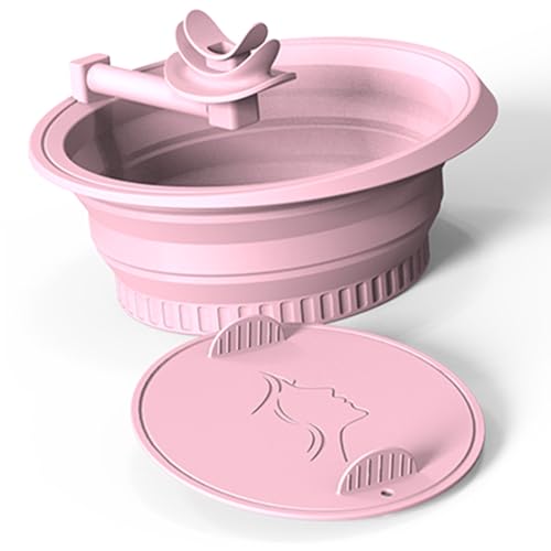 Face Ice Bath Bowl with Breathing Tube - Silicone Ice Bowl for Face Cold Plunge Tub Portable Face Tub for Ice Bath Skin Tightening and Depuffing Skincare Tool (Pink)