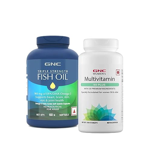 Image of GNC Triple Strength Fish Oil (60 Softgels) & GNC Women's Multivitamin for Women 50+ (120 Tablets) Combo