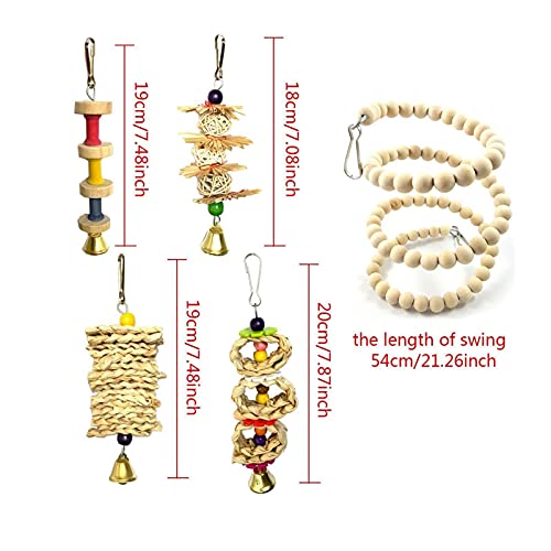 Vogelspeelgoed 8PCS Originele houten papegaaien Huisdierenvogel speelgoed set vogelladder voor kleine parkieten… - Afbeelding 4