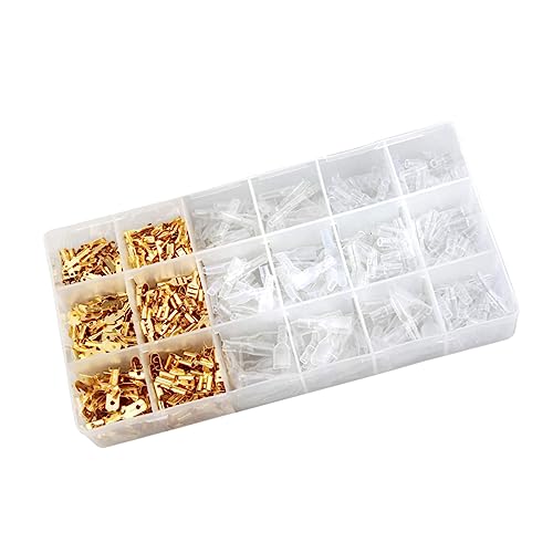 600pcs Insulated Terminal Wire Cold Pressed Terminals Speaker Terminals Pin Terminal Insulated Crimp Terminal Spade Insulating Terminal Connector Terminal Copper Golden VILLFUL