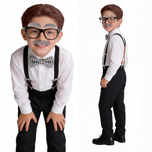 Image of Kids Old Man Costume 100 Days of School Grandpa Costume for Boy 1920s Old Man Cos