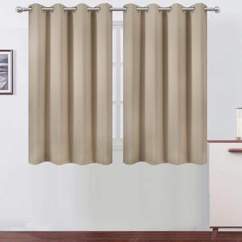 Image of LEMOMO Khaki Thermal Blackout Curtains /52 x 45 Inch /Set of 2 Panels Room Darkening Curtains