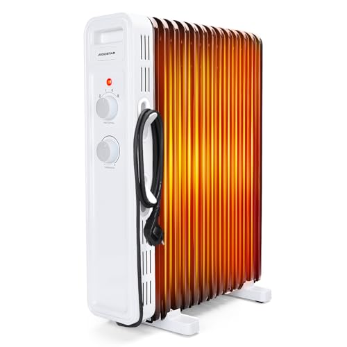 Aigostar Hubery - Radiatore ad olio portatile da 2500W. Radiatore elettrico 13 elementi, 3 livelli di riscaldamento, termostato regolabile e protezione a funzione di spegnimento