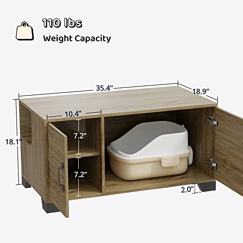 Wishive Hidden Cat Litter Box Enclosure, Cat Litter Box Furniture With Doors, Wooden Pet Washroom With Divider, Indoor Cat House For Large Cats, Wooden Cabinet Furniture As Nightstand, End Table #TOP1