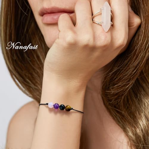 Nanafast Anxiety Relief Bracelet for Women Natural Healing Crystal Bracelets Adjustable Amethyst Beaded Bracelet Anxiety Relief Items with Message Card4