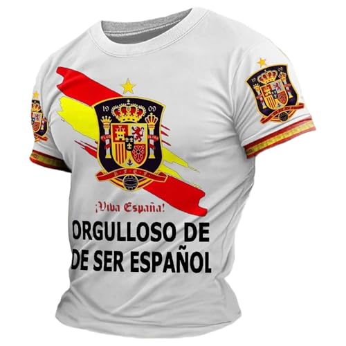 Camiseta SeleccióN EspañOla 2026, Camiseta Deporte Hombre,Camiseta De Manga Corta Estilo Torero para Uso Diario Top Ligero De Cuello Redondo para Un Look Casual CláSico