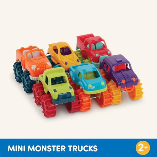 Image of Battat Mini Monster Trucks, 6 Toy Trucks with Storage Bag, Vehicles