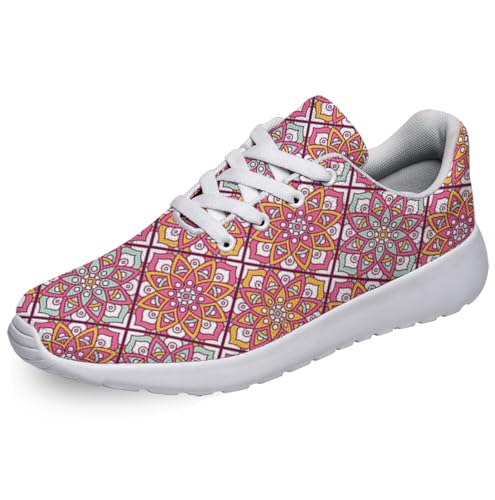 Women Men Ethnic Floral Prints Shoes Slip On Running Shoes Athletic Tennis Sneakers White Size 8