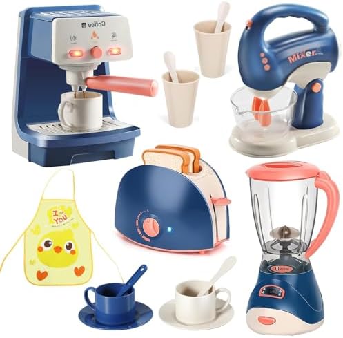 Cucina giocattolo per bambini ，Set di Elettrodomestici ，accessori cucina bambini con Macchina da caffè, Frullatore, Mixer, Tostapane Regalo Perfetto per Ragazzi e Ragazze 3 4 5 6 Anni — foto principale