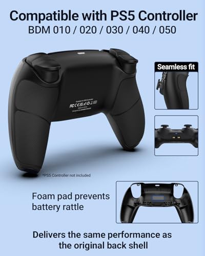 Coque PS5 grip silicone arrière noire texture diamant CHARM FOCUS