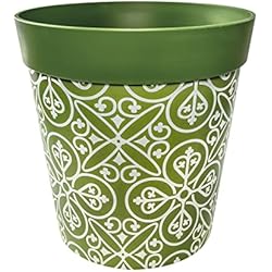 Macetas Vintage Leroy Merlin Hum Flowerpots, 25cm, Varios Diseños, Colores y Tamaños, Planta de Plástico para Interiores/Exteriores Macetas, Verde Maroc
