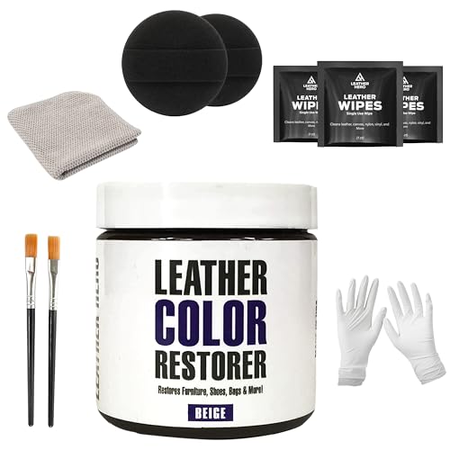 Leather Hero Leather Color Restorer for Couches, Leather Scratch Remover, Leather Couch Scratch Repair for Furniture and Car Seats - Complete Kit, Non-Toxic, Made in The USA (Beige)
