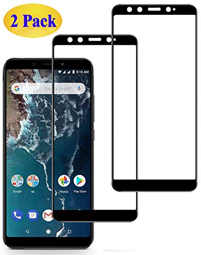 Eachy Cristal Templado Xiaomi Mi A2 Vidrio Templado, [2 Unidades] Protector de Pantalla Xiaomi Mi A2 Cobertura Completa 5,99 Pulgadas-Negro