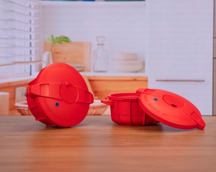 Cocotte Express X2 - Cocottes Innovantes, Polyvalentes et Silencieuses - Cuiseur Vapeur à Cuisson sous Pression au Micro-Ondes - 2x Récipients, Plateaux Vapeur, 2 Couvercles - Ustensile de Cuisine