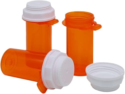 Ezy Dose Pastillero y medicamentos, recipiente de vitaminas y vial | Almacenamiento de 10 Dram | Tapa resistente a los niños | Caja de 250