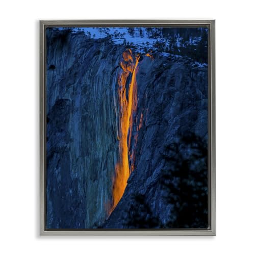 Lava Flowing Snowy Mountain Cliffs, 24 x 30 Inch Canvas in Floater Frame