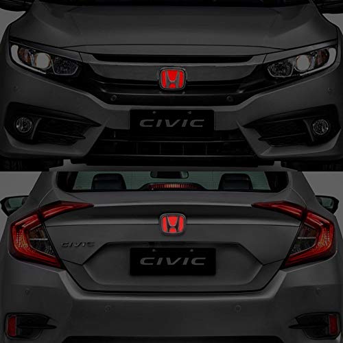 Kit Emblemas Civic G10 2017/2019 Aplique Vermelho Refletivo
