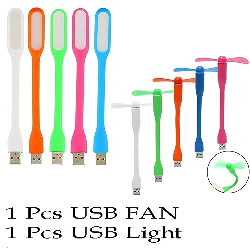 Image of NEW Combo USB Fan + Light /Type C + Micro USB OTG Adapter Multicolor (Pack of 4) Portable Cooling Fan Flexible Cooler Connect with Laptop, Smartphone, Powerbank