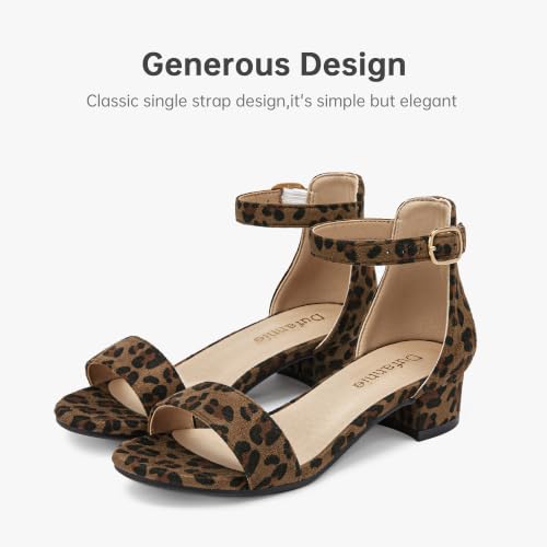 Image of Dufannie Girls Sandals Low Heels Dress Pump Ankle Strap Open Toe Flower Girl Wedding Party for Toddler Little Big Kid