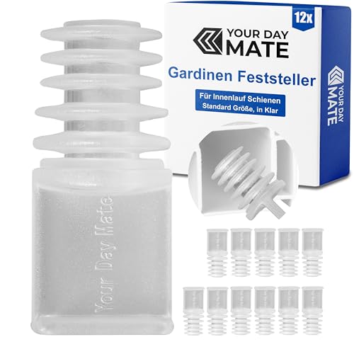 Gardinen Endfeststeller 12 Stück Transparent Kunststoff für 5-10 mm Nutbreite oder min. 8 x 8 mm Laufkammer Endstopfen für Schienensystem mit Innenlauf Endfeststeller Stopper Gardine Schiene