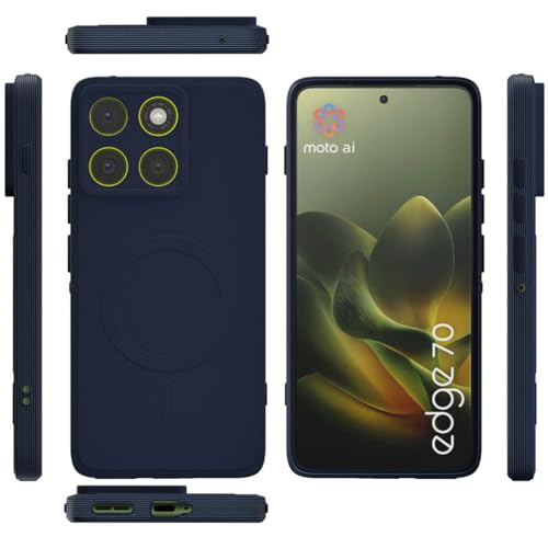 Image of Casotec Back Cover | MagFit Ring Design (Non-Magnetic) | Shockproof Case | Anti-Slip Grip | Raised Camera Edges | Slim Protective Case for Motorola Moto Edge 70 5G (Steel Blue)