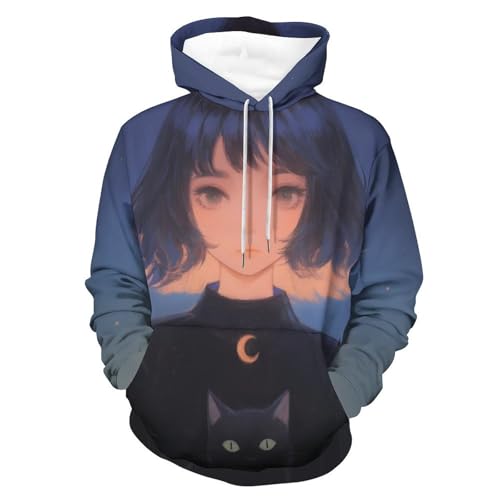 Sweatshirt Fille et Chat Noir : le hoodie manches longues idéal pour vos sorties décontractées