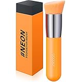 Docolor Angled Kabuki Foundation Brush Synthetic Professional Face Blush Liquid Powder Foundation Makeup Brush for Blending Liquid, Cream or Flawless Powder Cosmetics Tools, Neon Orange