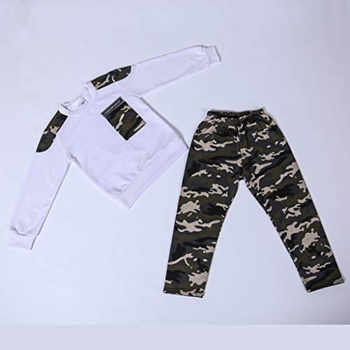 Conjunto de pantalones de camuflaje blanco ropa de dos piezas niños 9-11 años 7