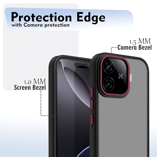 Image of V-TAN Back Cover for IQOO NEO 10R Compatible Case, Matte Finish Transparent Case, TPU, Camera Protective Shockproof Cover (Black)