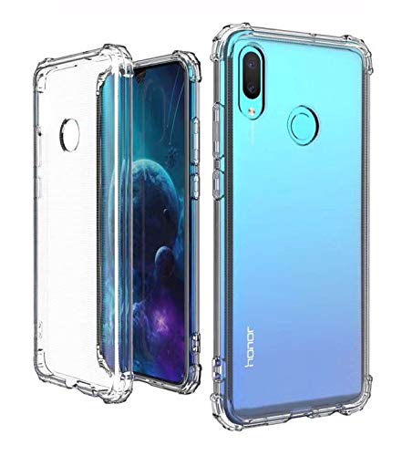 New&Teck : Coque Huawei P Smart 2019 Bumper en Silicone TPU Transparent/Coins renforcés et Protection Ultra Fin, Souple Cover