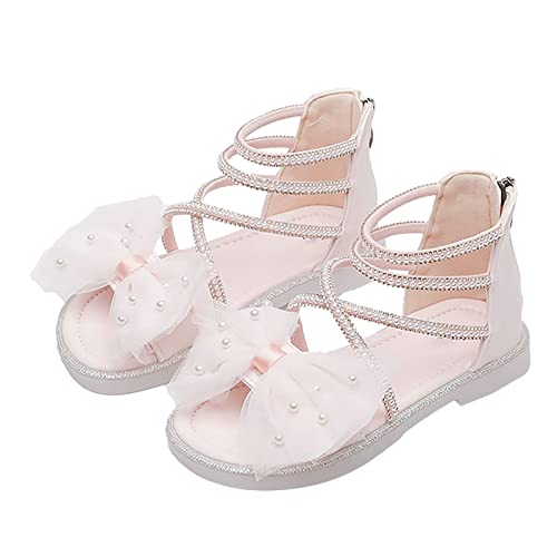 Kids Baby Girls Sandals Fashion Rhinestone Bow Roman Sandals Dress Princess Shoes Little Pink Ballet Shoes Girls (Pink, 9 Toddler)