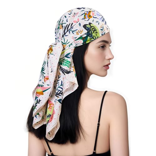 Head Scarf for Women - 35" Square Silk Like Head Scarf for Women's Hair Scarf Bandanas for Women with Gift 2Pcs2