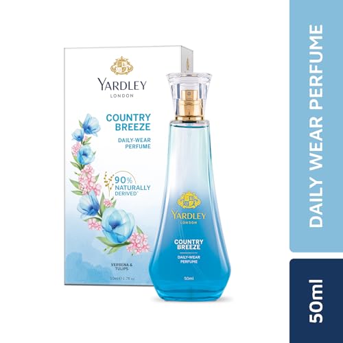 Yardley London Country Breeze Daily Wear Perfume| Floral Fruity Scent| 90% Naturally Derived| Verbena & Tulips Daily Wear Perfume for Women| 50ml