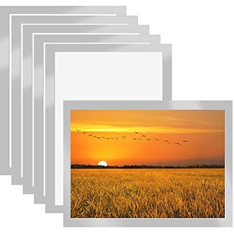 CENBEN 6 Pcs A3 Magnetic Display Frame,A3 Magnetic Photo Pouch,Info Frame Self Adhesive Display Frame Waterproof Magnetic Frame Window Sign Holder Document Frame for Documents,with Sliver Border Cover