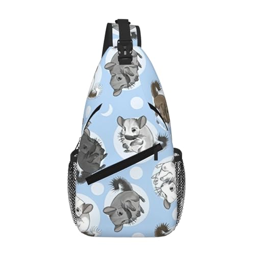 Mochila de pecho azul de chinchillas ideal para viajes al aire libre y aventura