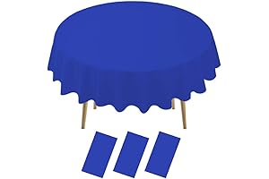 Navy Blue Round Plastic Tablecloths 3-Pack | Waterproof, Oil-proof Disposable Table Covers for Round Tables